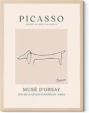 Pablo Picasso Canvas Wall Art - Dachshund Poster Dog Art Prints Picture Picasso Famous Artwork Minimalist Wall Decor Framed Ready to Hang for Living Room Bedroom Home Office Decoration - 12x16 Inch