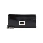 [Roger Vivier] Roger Vivier-Black Belle Brushed Leather Clutch-Donna OS OS