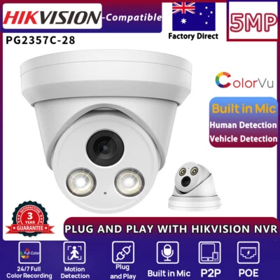 Hikvision Compatible 5MP Colorvu Security CCTV Turret IP Camera Factory Direct