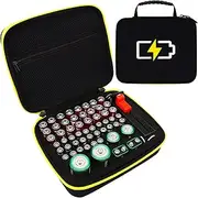 Hard Battery Storage Container, Organizer Box with Tester BT-168, Safe Carrying Battery Case Holder - Holds 60+ Various Sizes AA AAA 9V C D Batteries with Battery Tester