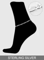 Sterling Silver Ankle Bracelet Figaro Chain 0.925 Surfer Beach SILVER 9" Anklet