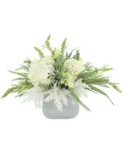 Creative Displays Hydrangea, Pampas & Fern Arranged in Ceramic Pot