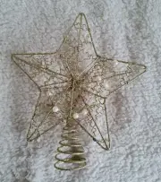 #ListingsInLights Gold Glitter Star Tree Topper H 22cm Brand New In Clear Box