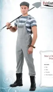 Adult Chain Gang Prisoner Convict Prison Overalls Costume SIZE 3X (NEW)