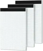 Graph Paper 8.5 x 11 White Grid Paper Pads 3 Pack Graph Pads 8 1/2 x 11 Graft Paper Letter Size 5x5 Grid Paper with Blue Quad Rule 11 x 8.5 Math Graph Paper Pads for School Square Paper, 50 Sheets/Pad