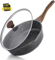 Nonstick Skillet, Deep Frying Pan 10/11/12-Inch, Saute Pan with Lid, Stay-Cool H