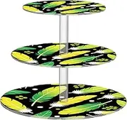 miaozhen Fluorescent Green Black Feather Transparent Tray Acrylic Spill-Proof Circulars Display Stand Dressing Room Organizadores Para Mesa De Postres