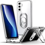 [SHIELDS UP] for Samsung Galaxy A15 5G Case with Stand, Galaxy A15 5G Phone Case Clear with Double Ring Holder [Adjustable & Foldable] Shockproof Protective Cover for Samsung Galaxy A15 5G - Clear