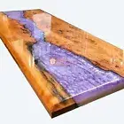 Acacia Wood Made to Order Olive Epoxy Dining Table Custom Handmade Art Furniture