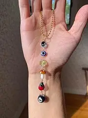 Agromusk Evil Eye Car Hanging Ornament,Good Lucky Days Car Charm,8 Ball Mushroom Four-Leaf Clover Pendant for Car Rear View Mirror,Cute Boho Evil Eye Ladybug Yin Yang Symbol Car Decor Accessories