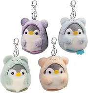 [AZIDWERYQ] 4Pcs Penguin Keychain 4 Inch Cotton-Stuffed Plush Keychain with Lobster Clasp Decorative Cute Key Chain for Handbag, Backpack, Key, 4 Color