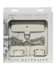 Sparkle Collar Cuff Set - White Sparkle - Pure Restraint - Spencer's Gifts