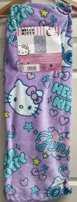 Hello Kitty Silk Touch Throw Blanket Pink Purple Cherries Strawberries 50 x 70”