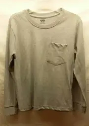 Boy's Open Trails Large L 12-14 Solid Gray Shirt LS Crewneck Collar Pocket NWT