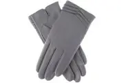 Dents Womens Leather Gloves With Pleat Detail And Fine Fleece Lining