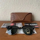Ray-Ban RB3016 49-21 Classic Clubmaster Rimless Sunglasses Ebony W0365 140 3N