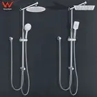 WELS Square/Round Rainfall Handheld Twin Shower Head Sliding Rail Arm Set AU