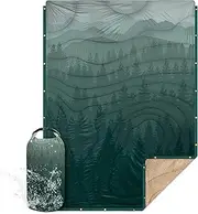 KawaGebo Kamp Outdoor Camping Blanket with Sherpa Lining, Extra Warm Thick Camp Blankets & Puffy Ultralight Soft Poncho DWR Camping Quilt for Cold Weather, Adventure,Sleeping,Backpacking 78"x 56"