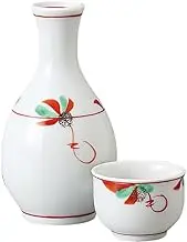 Ale-net Sake Set Tokuri Ochoko Set 2.5 x Height 4.9 inches (6.3 x 12.5 cm), Approx. 6.3 fl oz (160 cc), Kyoto Kobana 0.8 Tokuri & Guinomi (2 Pieces) Set, Pottery, Mino Ware