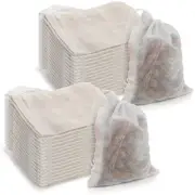 100 Pack Muslin Drawstring Bags, 3x4 Inch Reusable Natural Unbleached Cotton ...