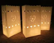 100 Love Hearts Wedding Candle White Paper Bag Lantern Garden Party Function