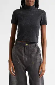 Alexander Wang Hotfix Crystal Wool Blend Sweater in Charcoal at Nordstrom, Size X-Small