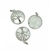 Natural Quartz Gemstone Tree of Life Pendant - GEM169