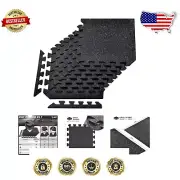 Anti-Skid Interlocking Gym Floor Tiles - 20 sq ft Rubber Exercise Mats