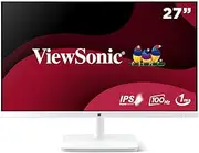 ViewSonic VA2732-H-W 27'' Full HD 1080p Eye Care Computer Monitor, IPS, 1ms, 100Hz, AMD FreeSync, Tilt Compatible, Frameless, Flicker-Free, VESA, HDMI VGA Port, White, 3 Year Warranty