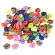 0.8x0.7" Cord Locks, 100 Pack Double Hole Spring End Toggle Stopper, Multicolor