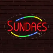 NEW "SUNDAES" w/BORDER OVAL 28x16x1 INCH LED FLEX WINDOW/WALL INDOOR SIGN 34480