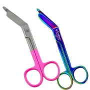 LISTER BANDAGE SCISSORS 5.5" Pink Ring + Titanium Rainbow Stainless Steel