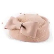 Lawliet Womens Dress Fascinator Wool Felt Pillbox Hat Party Wedding Bow Veil