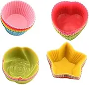 Changyeah 24 Pack Reusable Silicone Baking Cups, 7cm Silicone Cupcake Muffin Baking Cups Liners, Rainbow Colors