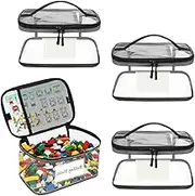 Clear Toy Storage Bag with Name Tag & Manual Pocket, Waterproof Transparent PVC Organizer Case for Lego Bricks, Board Games, Building Blocks, Puzzles - Ideal for Kids Room Organization (6)