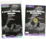 (100) Silver Age Resealable Clear Comic Book Bags & Backer Boards by