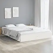 Bed Furniture Bed Frame Without Mattress White Solid Wood 150x200 cm