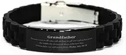 [Generic] Grandfather Inspirational Black Glidelock Clasp Bracelet Psalm 145: 18-19 Gifts for Veterans Day, Christmas, Birthday, Easter, and Graduation, Small, Silver Plated Zinc, Cubic Zirconia