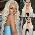 Platinum Blonde 13x6 HD Lace Frontal Wig Pre Plucked 26 Inch 180% Density Sil...
