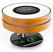 Horizon Bedside Lamp with 10W Wireless Charger and Bluetooth Speaker, Night Lamp Ambient Lamp with Digital Clock, Stepless Dimming and Sleep Mode for Nightstand