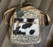 NWT Myra Bag Clique Upcycled Canvas & Cowhide Backpack Rustic Shabby Chic