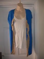 New Next Top Blue White Ladies Size 16 Cardigan & Blouse In One Womens Classic