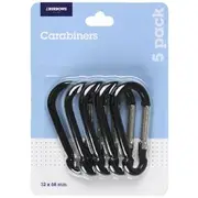 J.Burrows Carabiners 5 Pack Black