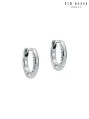 Ted Baker Silver Tone Crislie Logo Hoop Earrings (E76522) | $51