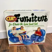 Vintage 90s Y2K Intex Air Furniture Inflatable Chair Jr Chair Love Seat Set Blue