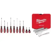 Milwaukee Screwdriver Set + Ratchet/Socket Set 1/4" Drive SAE/Metric (35-Piece)