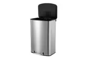 50L Pedal Bin Garbage Can Rubbish Recycling Trash Waste Stainless Steel Rectangular Trashcan Soft Closing Lid Kitchen House Indoor Office