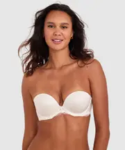 Body Bliss Lace Strapless Push Up Bra - Ivory