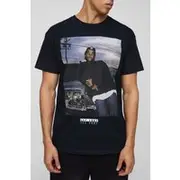 Mens Black Oversized Ice Cube License Printed T-Shirt