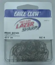 Eagle Claw L042F-4 Wide Bend Bronze Flounder Hook 50CT Size 4